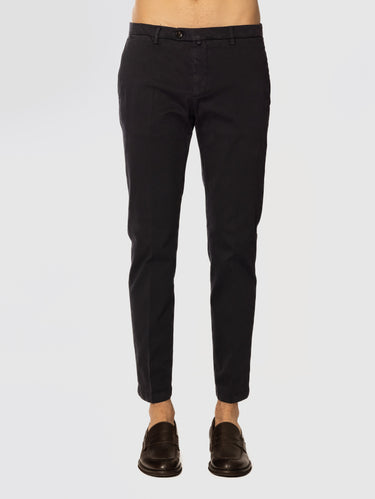 BRIGLIA 1949-Pantaloni Slim in Gabardine di Cotone Blu-TRYME Shop