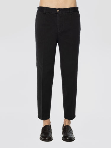 BRIGLIA 1949-Pantaloni in Bull Denim con Pinces Nero-TRYME Shop