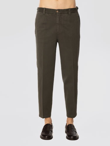BRIGLIA 1949-Pantaloni in Bull Denim con Pinces Verde Militare-TRYME Shop