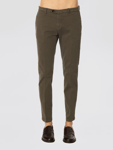BRIGLIA 1949-Pantaloni Slim in Gabardine di Cotone Vede Militare-TRYME Shop