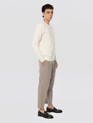 Pantaloni in Flanella con Pinces Sabbia