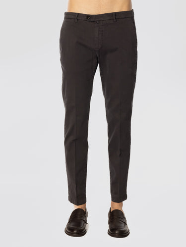 BRIGLIA 1949-Pantaloni Slim in Gabardine di Cotone Grigio-TRYME Shop