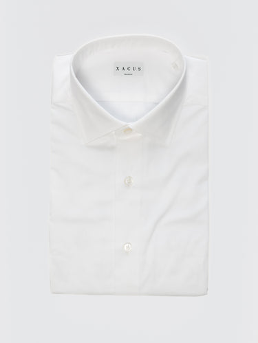 XACUS-Camicia con Collo Italiano in Twill di Cotone Bianco-TRYME Shop
