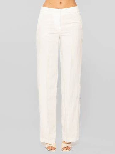 ERMANNO FIRENZE-Pantaloni Palazzo in Lino e Viscosa Bianco-TRYME Shop
