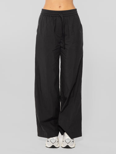 P.A.R.O.S.H.-Pantaloni con Gamba Ampia in Tessuto Leggero Nero-TRYME Shop
