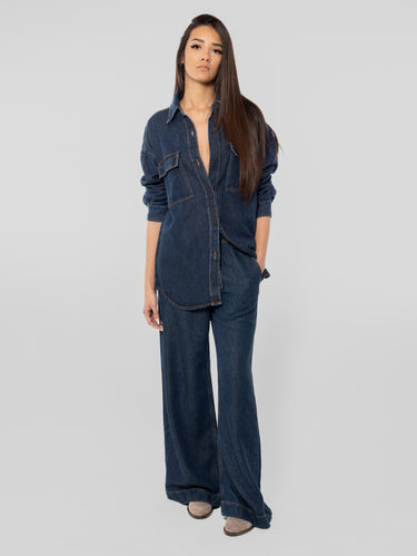 P.A.R.O.S.H.-Giacca in Denim in Lyocell Blu-TRYME Shop