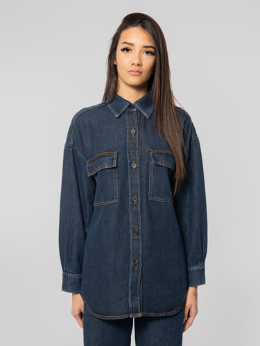 Jeansjacke aus Lyocell in Blau