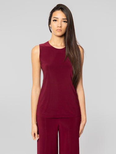 NORMA KAMALI-Top in Jersey Elasticizzato Bordeaux-TRYME Shop