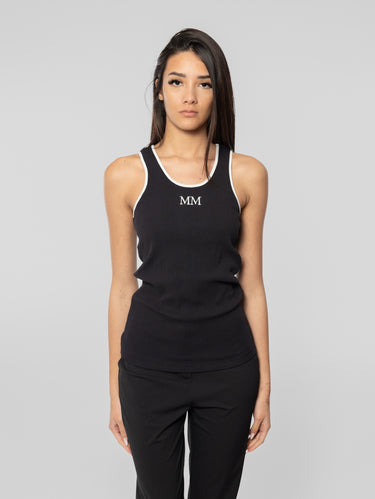 MAX MARA MM-Top a Costine con Ricamo Frontale Blu-TRYME Shop