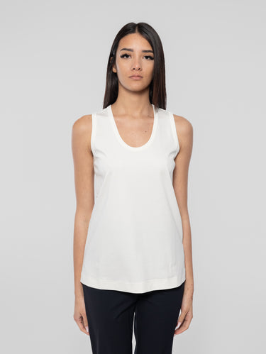 MAX MARA MM-Canotta in Jersey Interlock Bianco-TRYME Shop