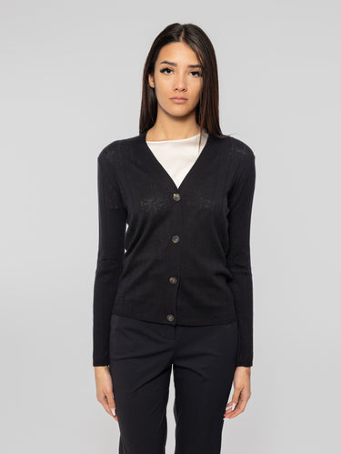 MAX MARA MM-Cardigan in Seta e Cotone Fertile Blu-TRYME Shop