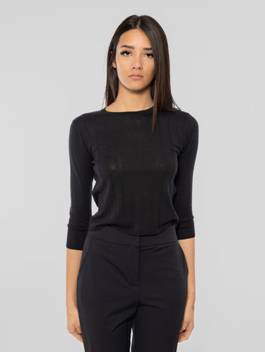 MAX MARA MM-Maglia in Seta e Cotone Girocollo Papiri Blu-TRYME Shop