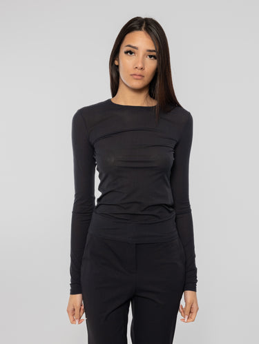 MAX MARA MM-Blusa Slim Fit in Jersey Ubaldo Blu-TRYME Shop