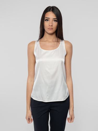 MAX MARA MM-Top in Seta Elasticizzata Pan Bianco-TRYME Shop