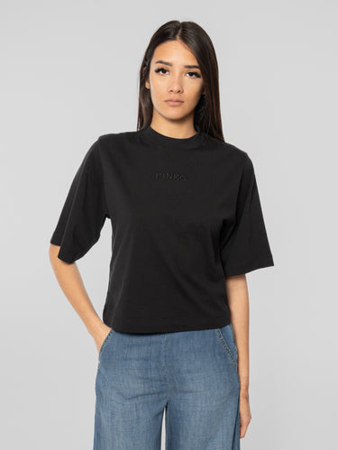 PINKO-T-shirt Oversize con Logo Nero-TRYME Shop