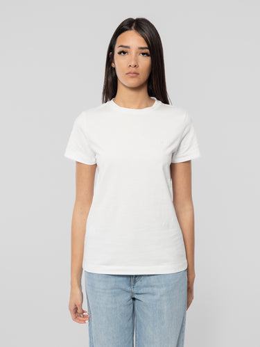 PINKO-T-shirt con Logo Ricamato Bianco-TRYME Shop