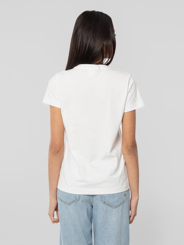 T-Shirt mit gesticktem Logo in Weiß