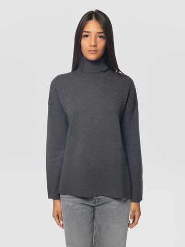P.A.R.O.S.H.-Maglia Collo Alto Oversize Grigio Scuro-TRYME Shop