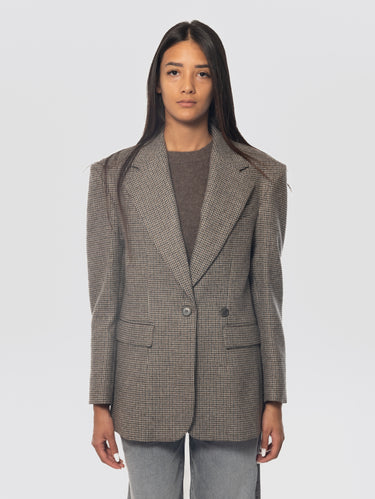 P.A.R.O.S.H.-Giacca Oversize Pied de Poule Marrone-TRYME Shop