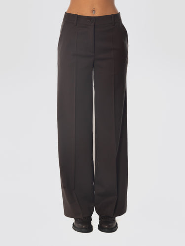 P.A.R.O.S.H.-Pantaloni Palazzo in Gabardina di Lana Testa di Moro-TRYME Shop