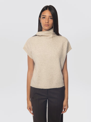 P.A.R.O.S.H.-Maglia in Racoon con Collo Alto Burro-TRYME Shop