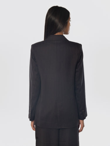 Dubbelbreasted blazer in krijtstreep zwart