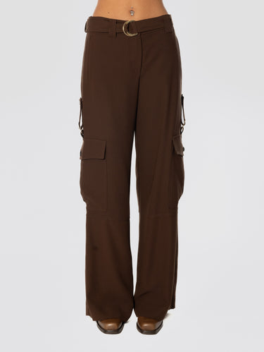 ERMANNO FIRENZE-Pantaloni Cargo con Fibbie Marroni-TRYME Shop