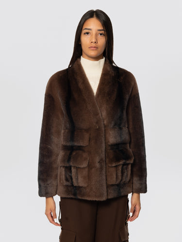 ERMANNO FIRENZE-Caban in Pelliccia Ecologica Moro-TRYME Shop