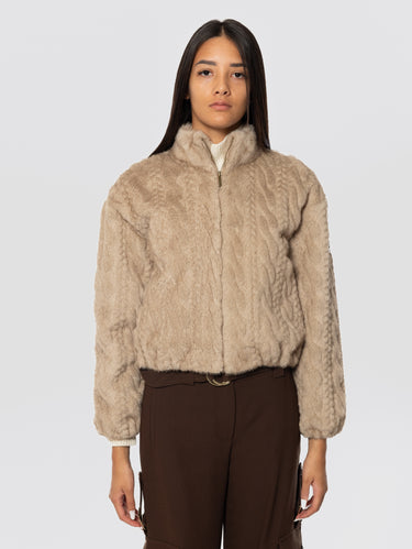 ERMANNO FIRENZE-Bomber in Pellicia Ecologica Tortora-TRYME Shop