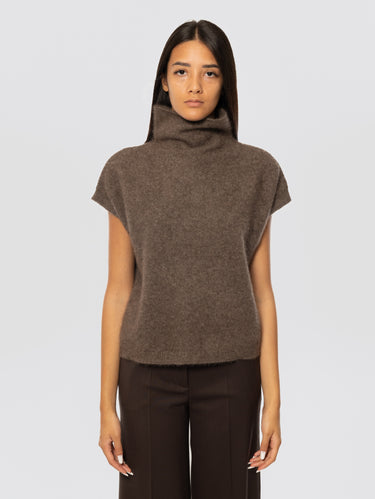 P.A.R.O.S.H.-Maglia in Racoon con Collo Alto Castagna-TRYME Shop