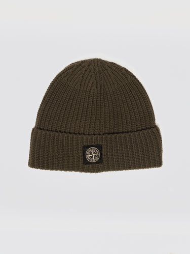 STONE ISLAND-Berretto in Lana Certificata Verde Militare-TRYME Shop