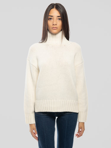 CLOSED-Maglia a Trecce con Collo Alto Avorio-TRYME Shop
