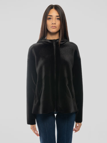 MAISON SECRÈTE-Giubbino in Scuba Velour Nero-TRYME Shop