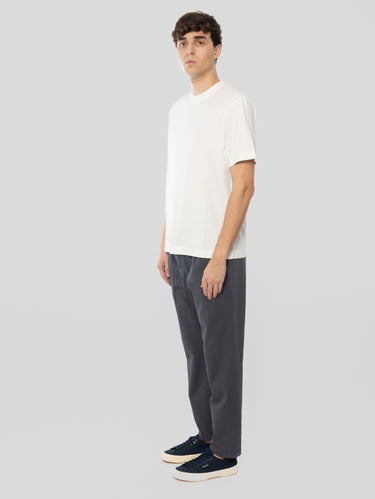 Blue Pants with Pleats and Waist Elastic