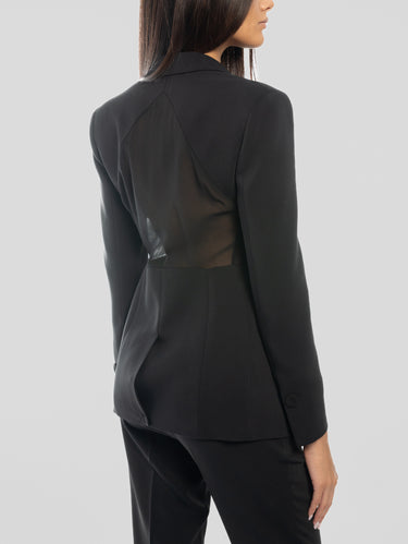 Giacca con Inserto in Georgette Nero