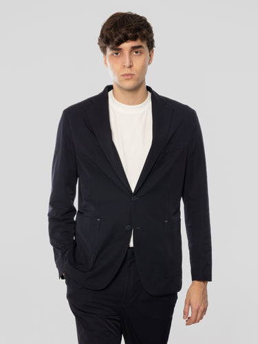 MANUEL RITZ-Giacca in Tessuto Tecnico Blu-TRYME Shop