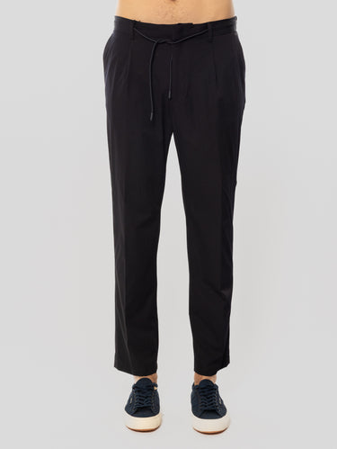 MANUEL RITZ-Pantaloni con Coulisse in Tessuto Tecnico Blu-TRYME Shop