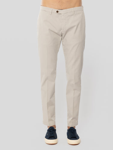 BRIGLIA 1949-Pantaloni Slim in Gabardine di Cotone Grigio-TRYME Shop