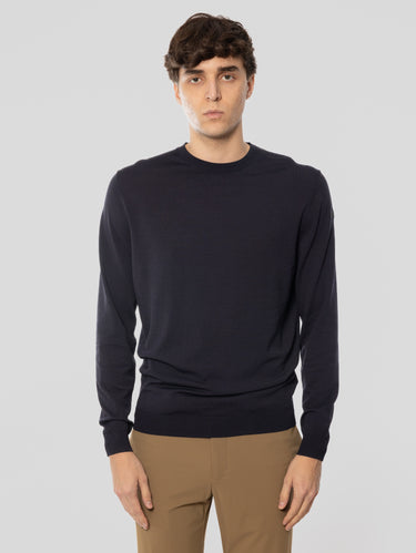 RRD-Maglia Girocollo in Filato Stretch Blu Black-TRYME Shop