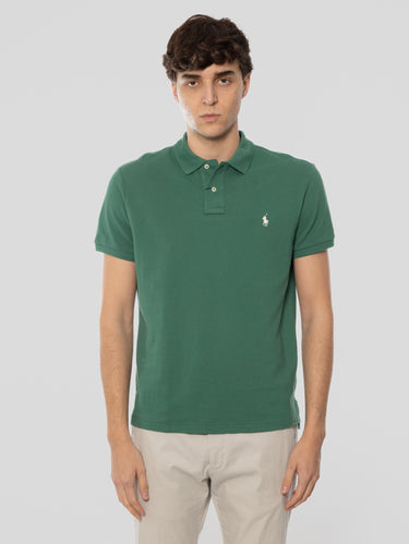 RALPH LAUREN-Polo Maniche Corte in Cotone Verde Antico-TRYME Shop