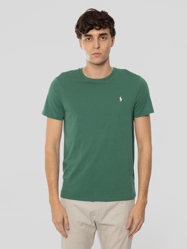 RALPH LAUREN-T-shirt Girocollo Custom Slim Fit Verde-TRYME Shop