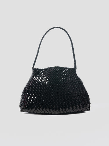 DRAGON DIFFUSION-Borsa a Spalla Compatta Santa Maria Mini Nero Lucido-TRYME Shop