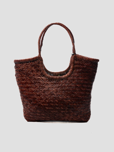 DRAGON DIFFUSION-Borsa a Spalla in Pelle Diagonal Arched Tote Bruciato-TRYME Shop