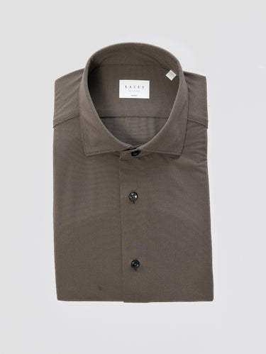 XACUS-Camicia Active Shirt in Twill Marrone-TRYME Shop