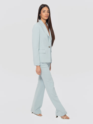 Pantalon évasé en cady technique bleu clair