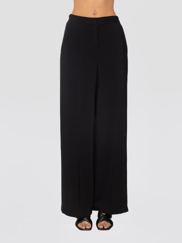 PINKO-Pantaloni Palazzo in Cady Tecnico Nero-TRYME Shop