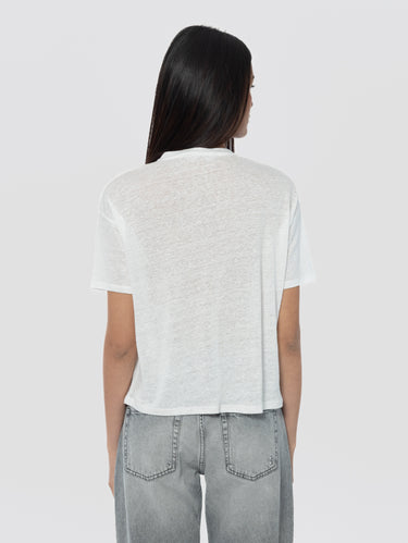 Korte mouwen T-shirt in linnen Litsa wit
