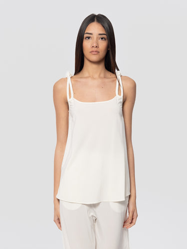 MAX MARA MM-Top con Spalline Torchon Faida Bianco-TRYME Shop