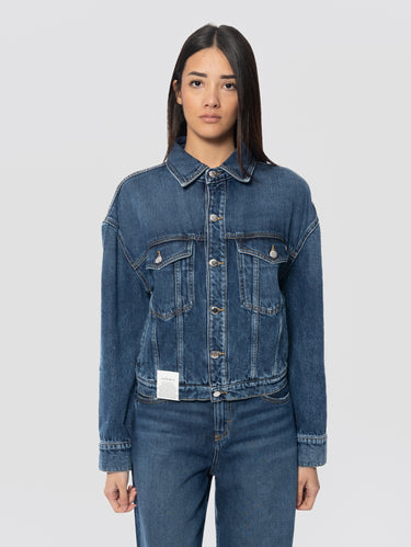 ICON DENIM-Giacca Trucker in Denim Blu-TRYME Shop