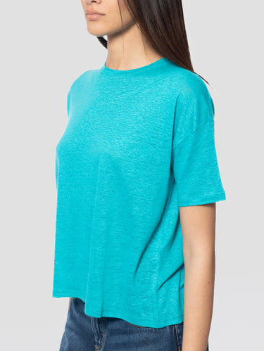 Korte mouwen T-shirt in linnen Litsa groen